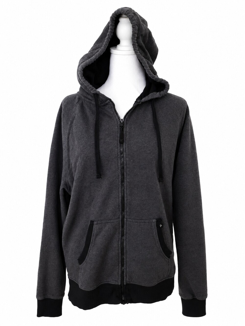 Pact Organic Full Zip Hoodie Sweatshirt Jacket Gray Black Women Med Granola Girl